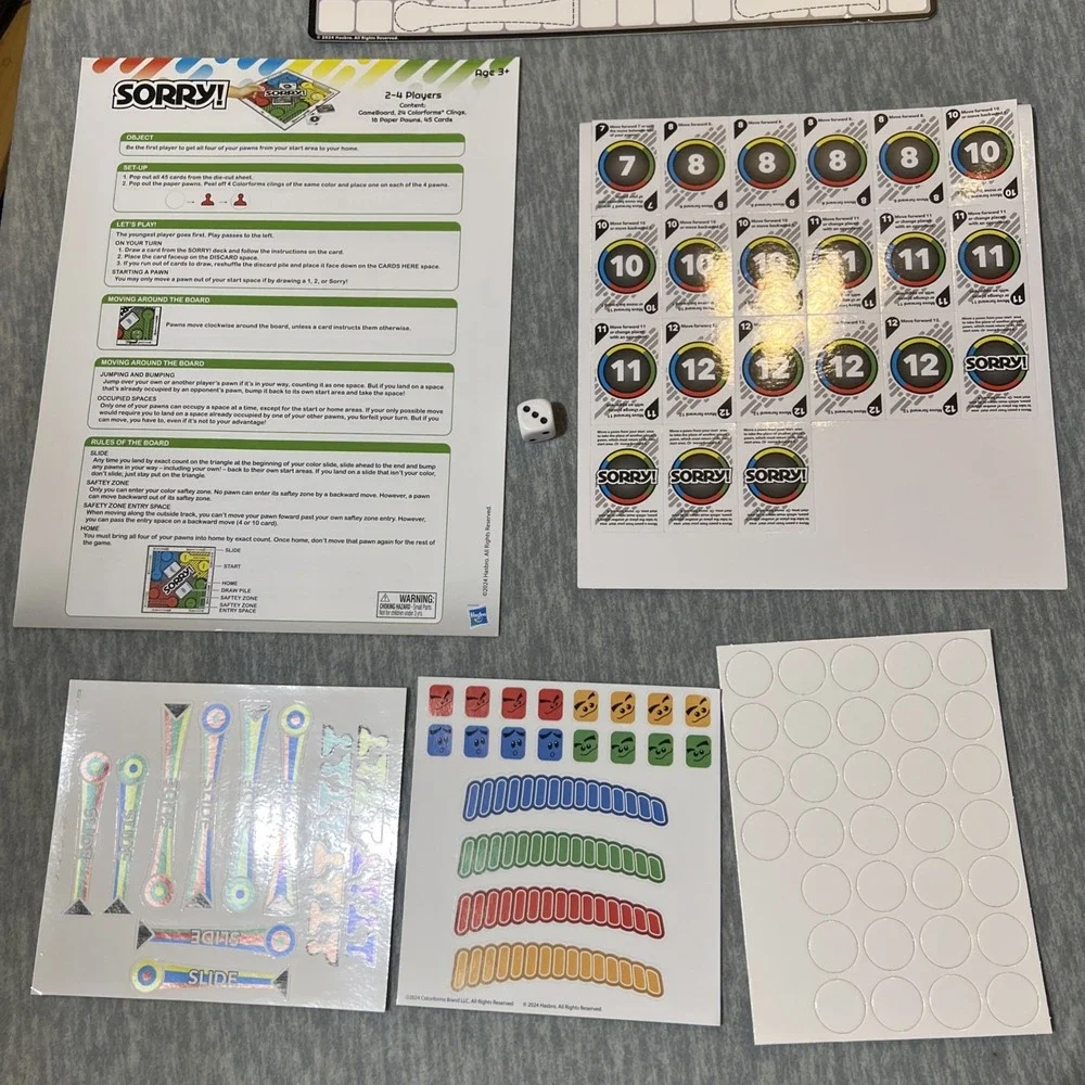 Colorforms 2 in 1 Sorry! And Trouble Game Toy Ages 3+ Travel Gift 2-4 Player New
